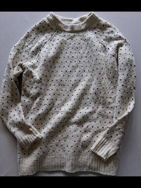 aerie Cream Crewneck Sweater with Black Dot Pattern